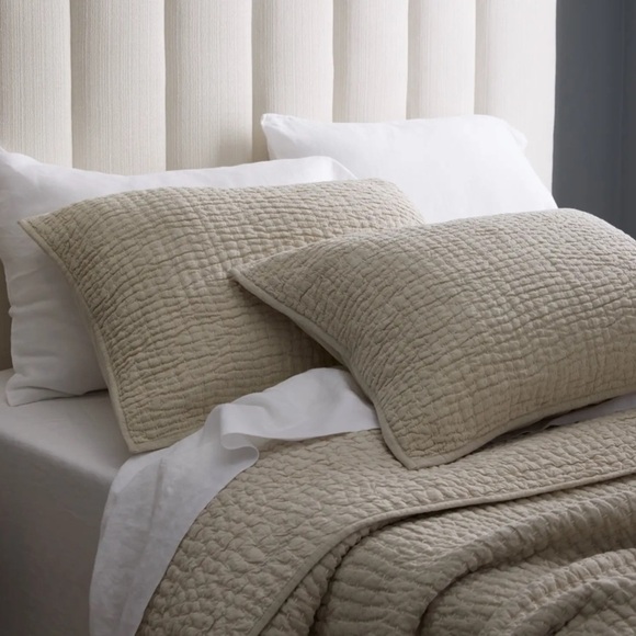 NWOT QUINCE European Linen Cotton Stitch Sham Set Of 2 Standard Natural 2869 - Picture 5 of 8